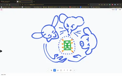 Screenshot of multiple experiences with collaborative drawing app from free software community