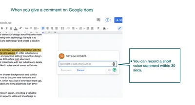 Mockup of the plugin to comment Google documents