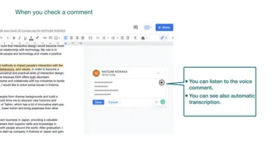 Mockup of the plugin to comment Google documents